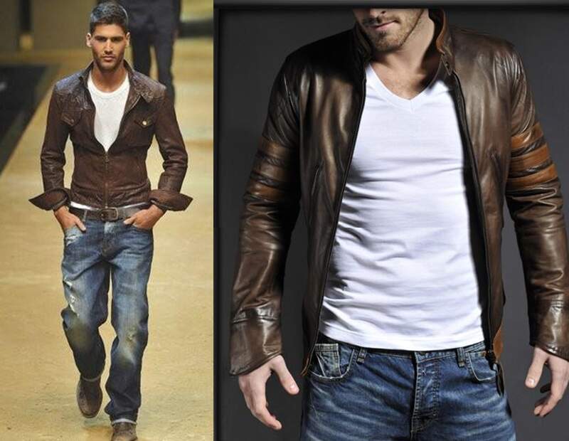 jaqueta de couro marrom masculina